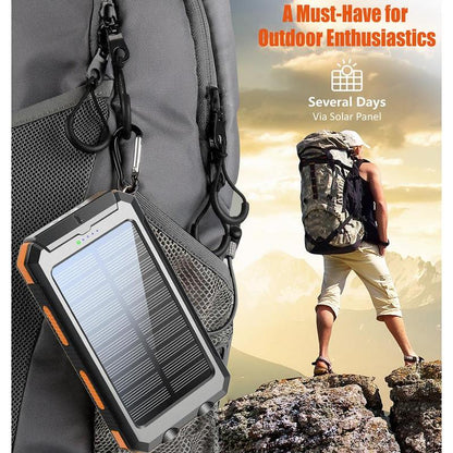 10000Mah Solar Power Bank for Summer Fall Gift, Dual USB Output Port Power Bank with Flashlight, Portable Wireless Car Charger, Solar Power Bank Charger for Iphone, Smartphone Charging Accessories