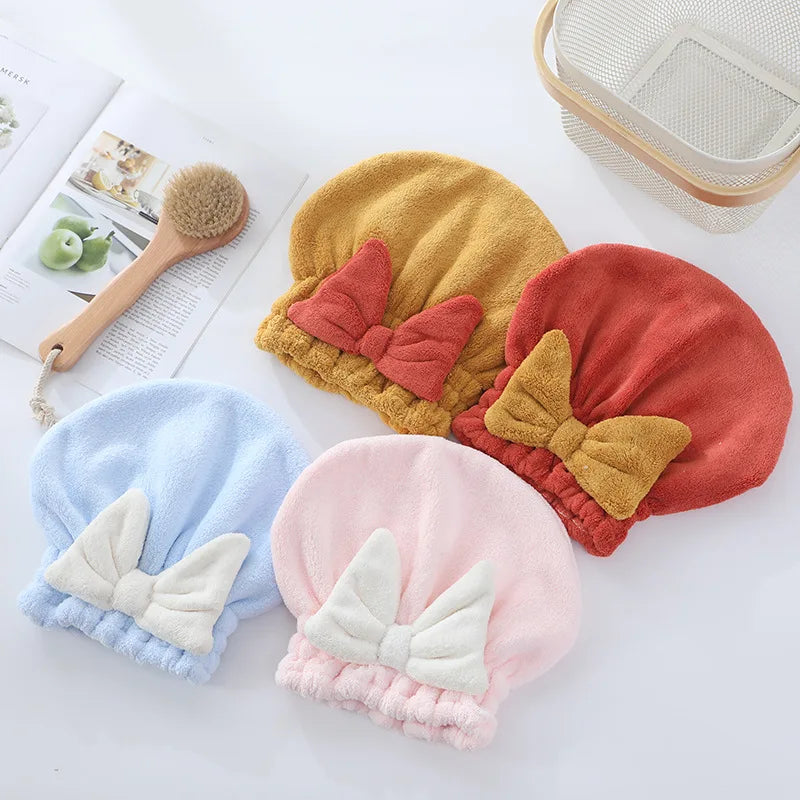 2024 New Princess Bathing Hat Thickened Dry Hair Hat Girl Women'S Water Absorbent Quick Drying Package Hair Towel Wipe Hair