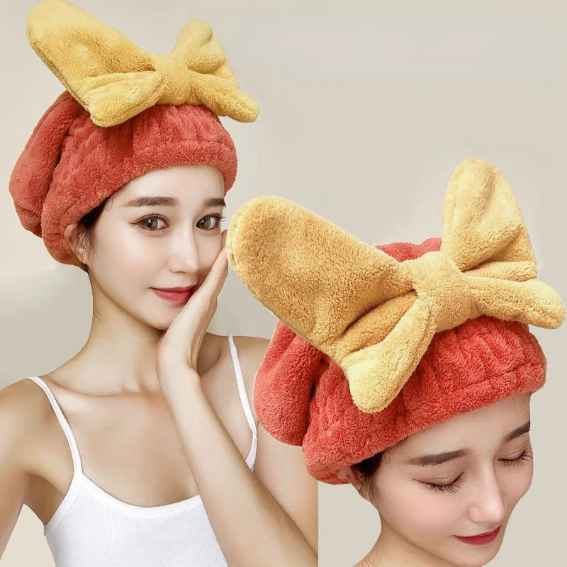 2024 New Princess Bathing Hat Thickened Dry Hair Hat Girl Women'S Water Absorbent Quick Drying Package Hair Towel Wipe Hair