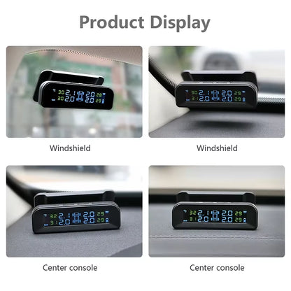 2023 Solar-Powered Wireless Tire Pressure Monitoring System with LCD Display and Auto Brightness Adjustment